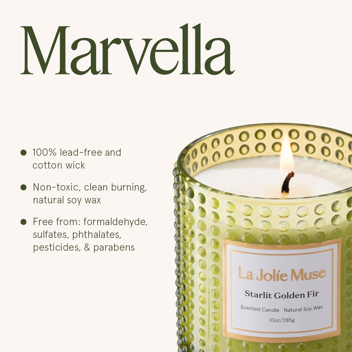 LA JOLIE MUSE Starlit Fir Pine Scented Candle for Home | Balsam & Cedarwood | Christmas Winter Holiday | Non Toxic Natural Soy | Green Jar Candle | Luxury Gifts for Women & Men | 55 Hrs