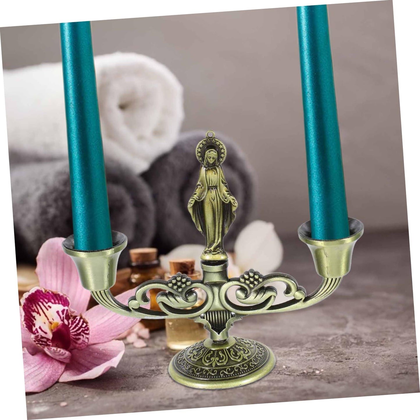 Cabilock European Style Metal Candlestick Holder Decorative Tall Candelabra for Home Table Centerpiece Wedding Birthday Party Retro Design