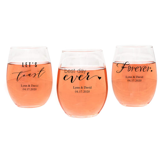 WEDDINGSTAR Personalized Small Stemless Wine Glass 9oz - 108 pack