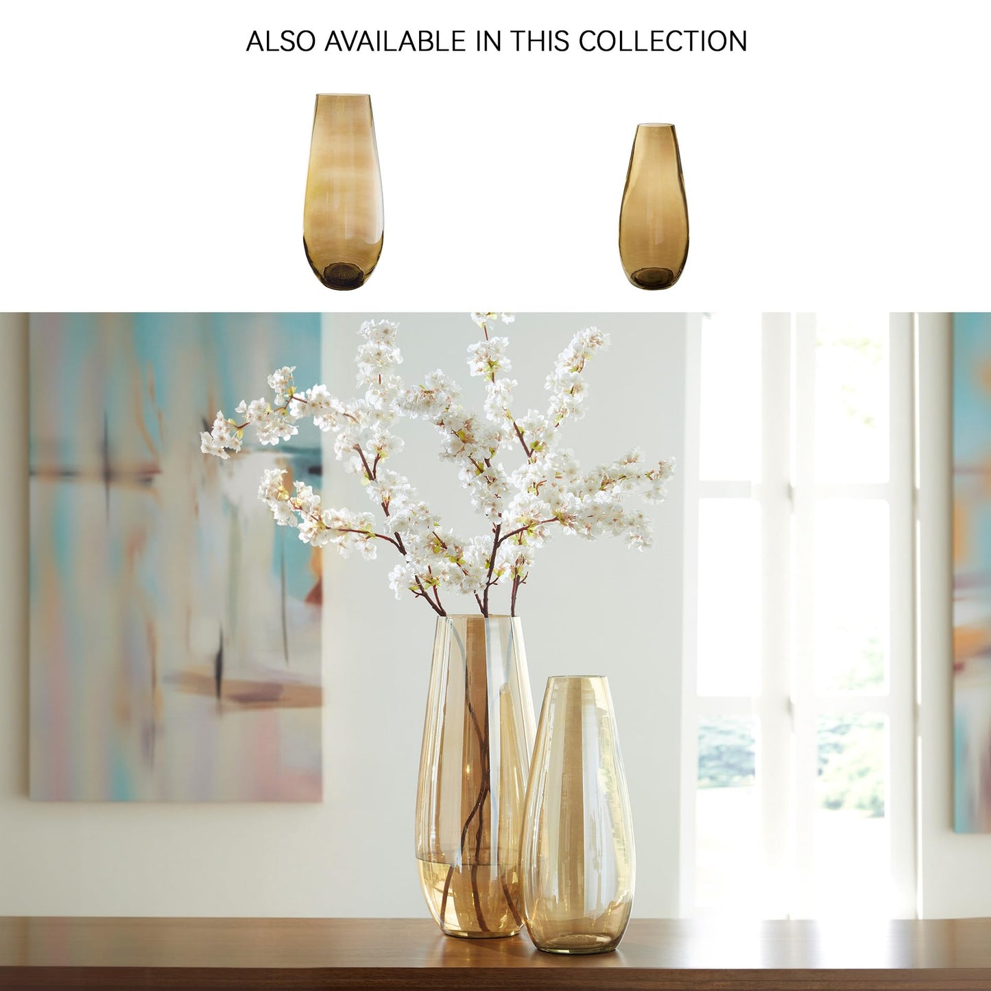 Signature Design by Ashley Rhettman Contemporary 18 in. Vase, Transparent Brown