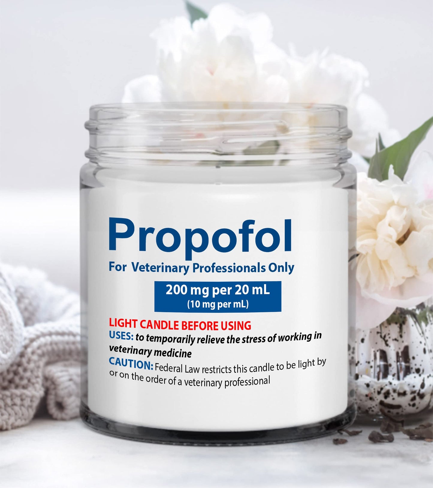 TBP Veterinary Life Vanilla Candle Propofol for Professionals Only Thank You Gifts Vet Tech Veterinarian Assistant Nurse, Funny Gift Men Women On Birthday Christmas Ivory