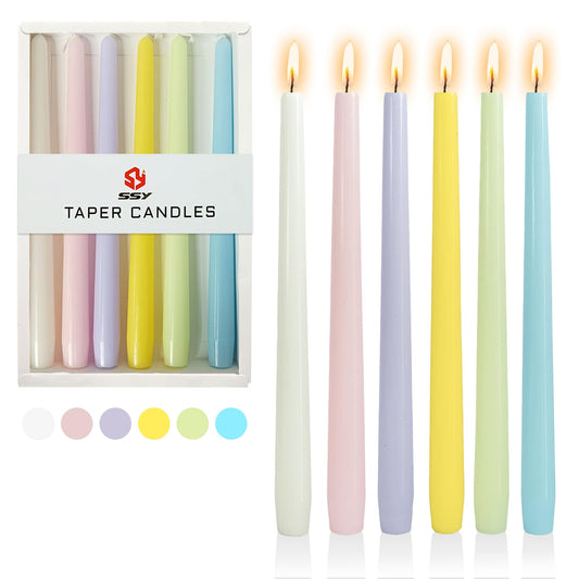 Candy Taper Candle Dripless Candlesticks - Gedengni 6pcs Unscented Candles Long Candle Sticks 10inches Colorful Tapered Candles for Home Party Wedding Restaurant Holiday Decor,8D6-Candy