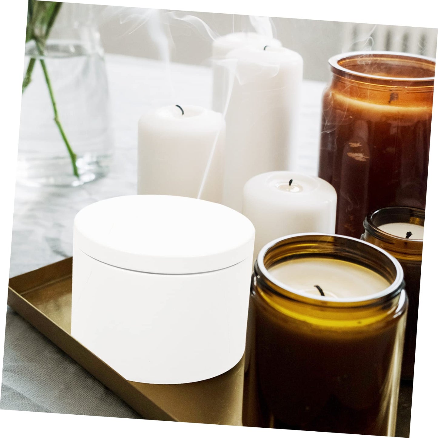 FONDOTIN 3pcs Candle Making Containers Iron Candle Tins Lids Decorative Home Decor for Party