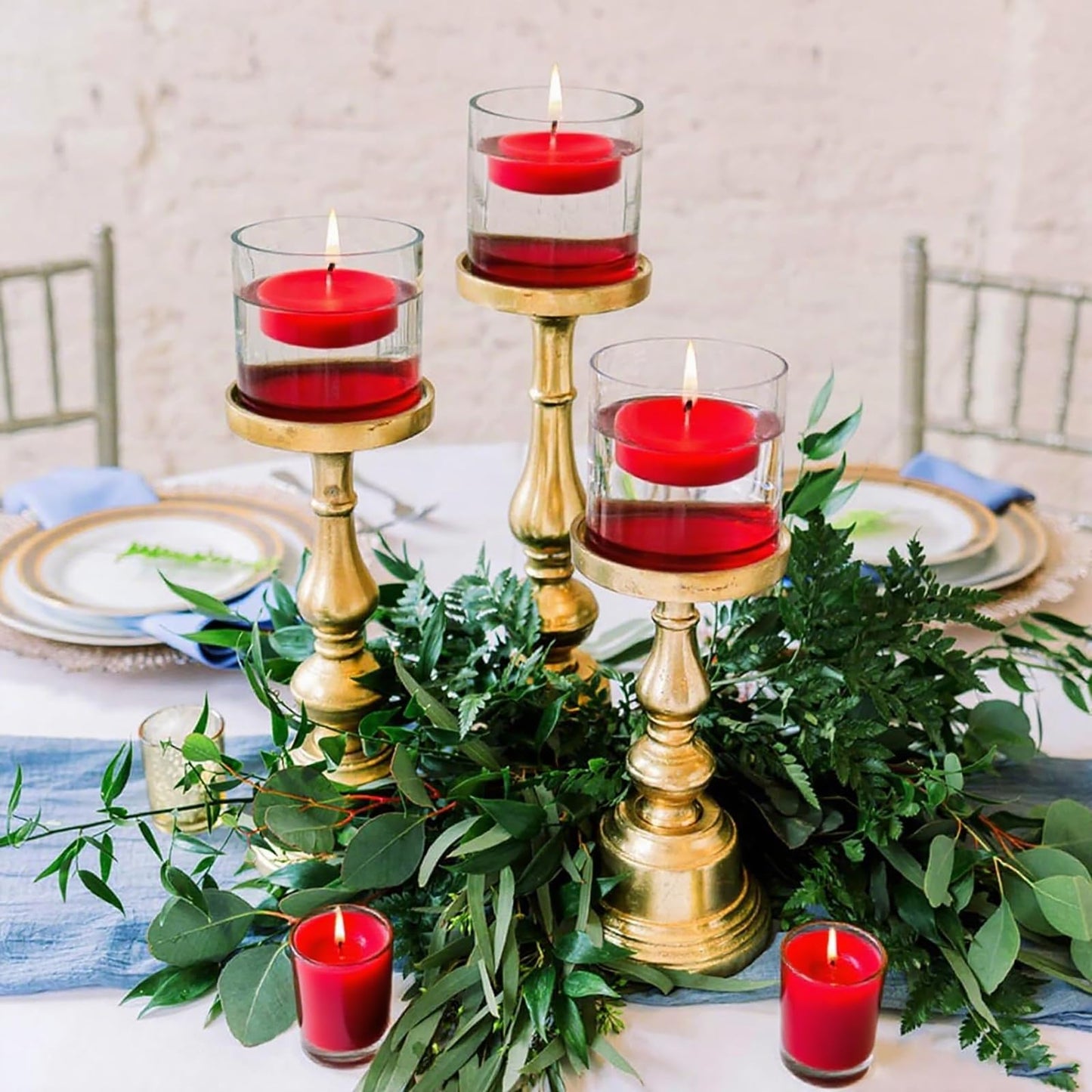 Red Floating Candles 3 inch 12 Pack - Floating Candles for centerpieces - Wedding Decor - Burning Time 8-10 Hours