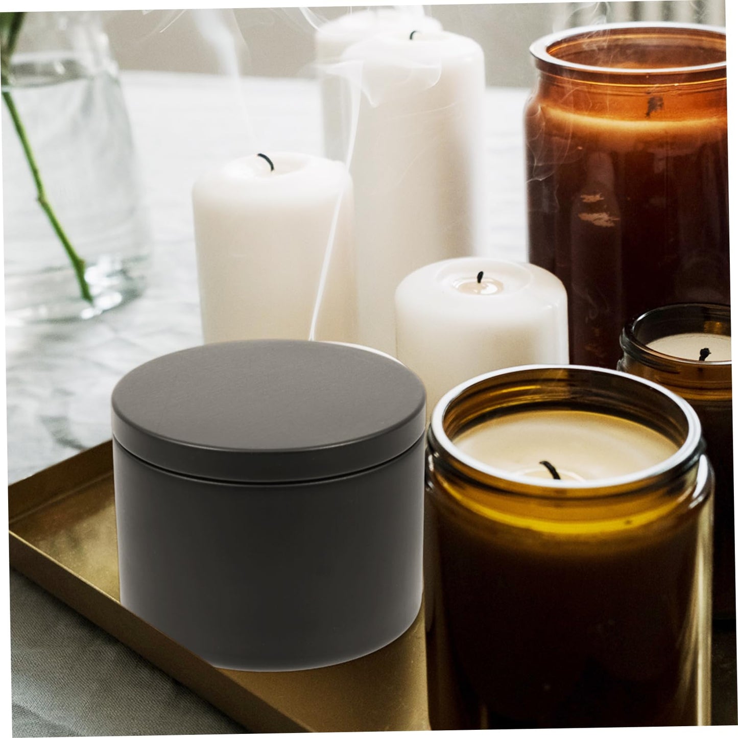 COHEALI 3pcs Empty Iron Candle Jars Metal Containers for DIY Candle Making Elegant Design for Home Weddings Parties Black Tinplate Holders