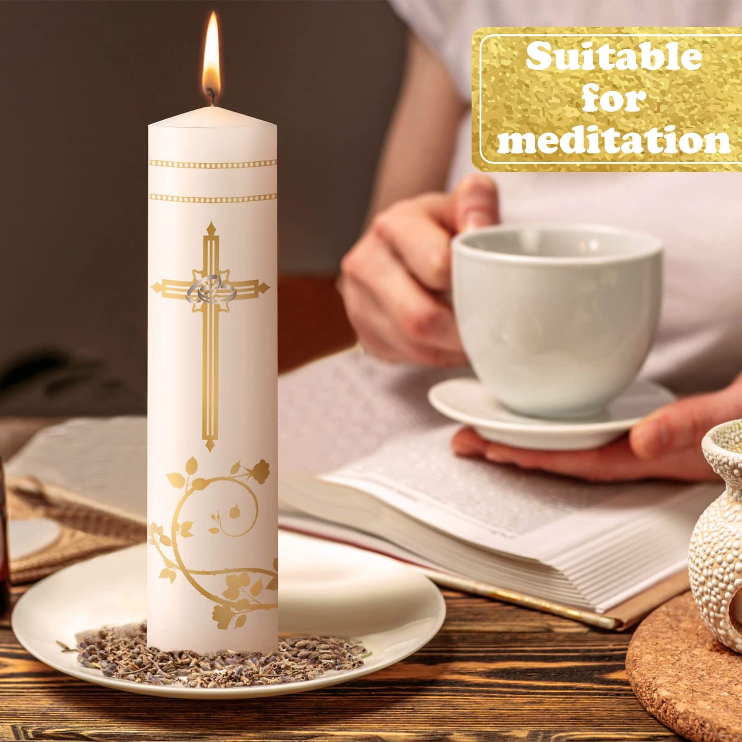 Frienda Unity Candles for Wedding Ceremony Set Wedding Unity Taper Candles Catholic Religious Ceremony Accessories(Retro Style)