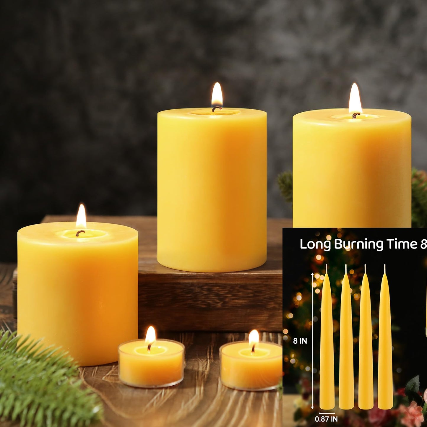 Beeswax Pillar Candles and Taper Candles and tealights Candles
