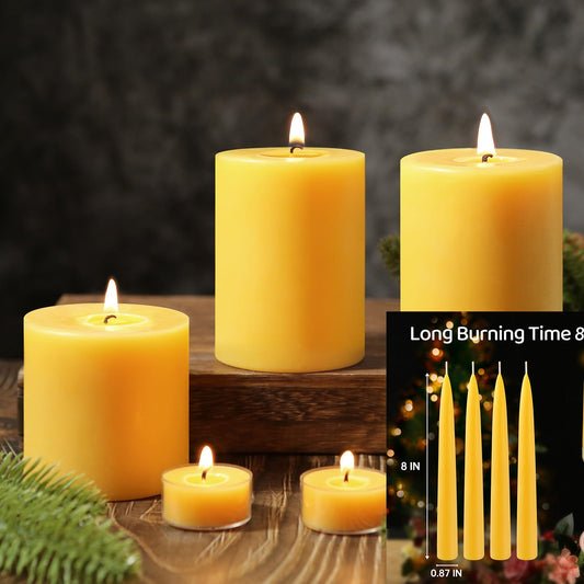 Beeswax Pillar Candles and Taper Candles and tealights Candles
