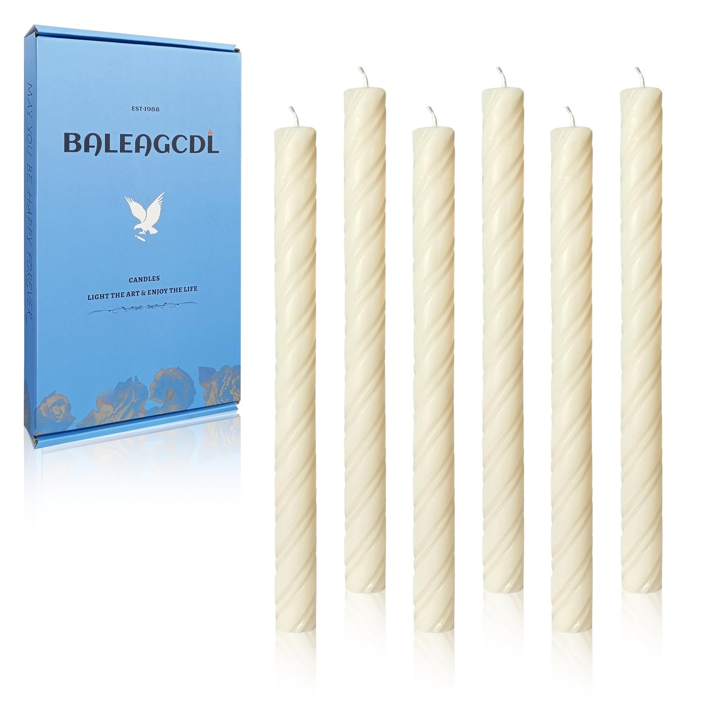 Unscented Taper Candles Dripless Ivory Yellow Spiral Candles Smokeless Long Dinner Candles 10 Inch Housewarming Candlesticks for Home Decoration