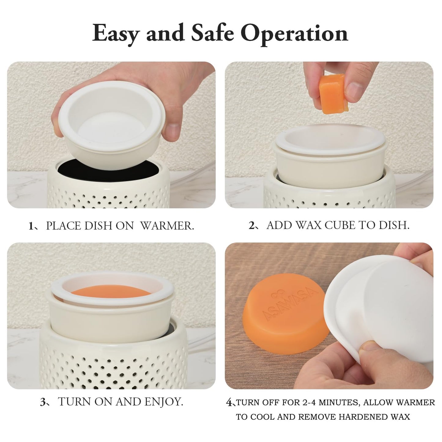 Ceramic Candle Warmer lamp, Wax Melt Warmer with 7 Colors Night Light and 1 PC Silicone Liner,4-in-1 Electric Warmer for Jar Candle Wax Cube Essential Oil coffee, Ideal Gift for Home Office Kitchen