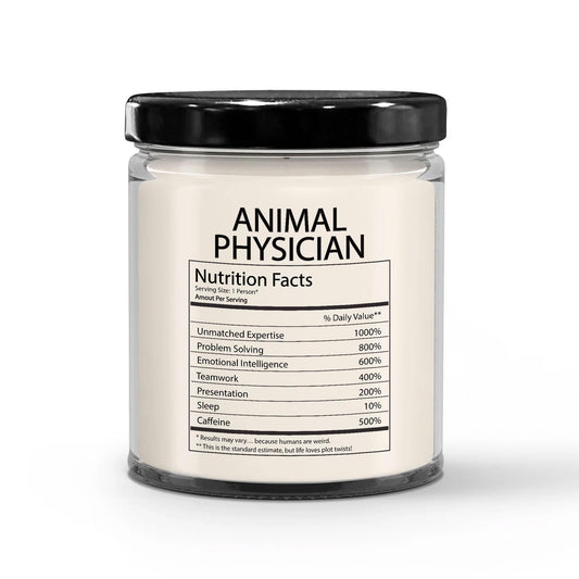 Funny Gifts for Animal Physician Nutrition Facts Label - Christmas Candle for Veterinarian Animal Doctor Veterinary Surgeon Pet - Thank You, Birthday - Vanilla Scented Soy Wax, 9oz