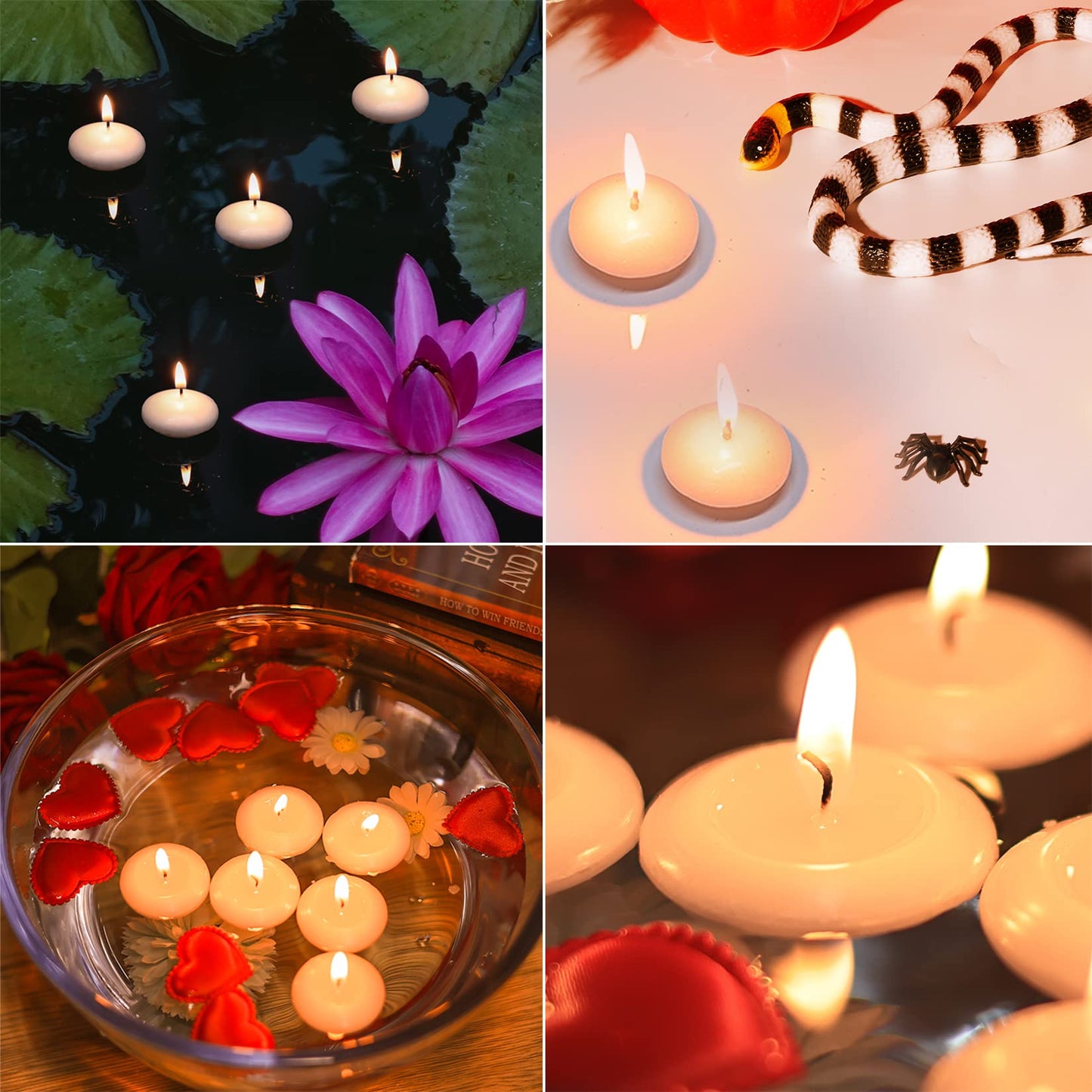 Floating Candles Centerpieces - 40 Pack 1.5 Inch Floating Candles for Centerpieces, Nice for Halloween, Christmas, Thanksgiving, New Year & More - Good for Home Decor & Centerpieces (White)