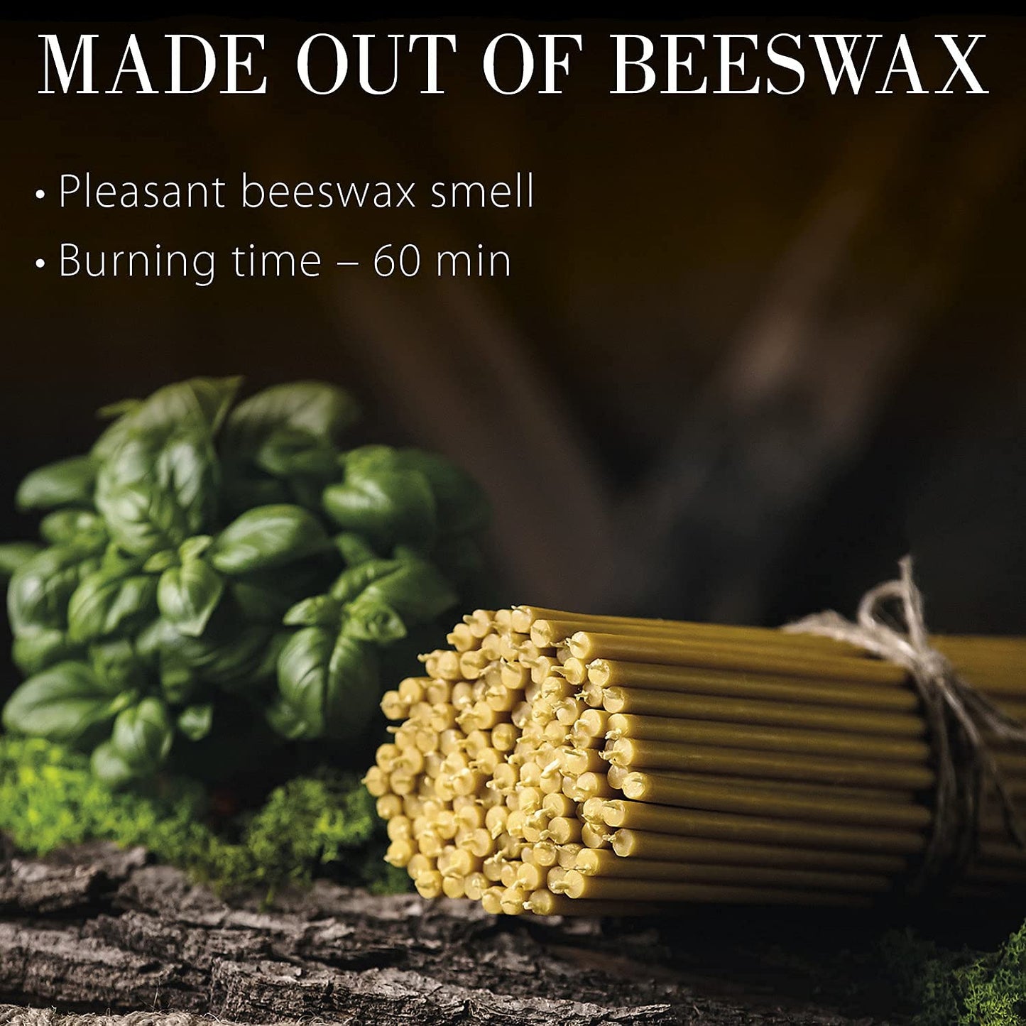 Danilovo Pure Beeswax Candles - Honey-Scented, Decorative Thin Taper Candles - Ideal for Birthday Decoration or Church Prayers - Drip Free, Tall & Smokeless Pack of 200 pcs, 7.3 x 0.24 inch