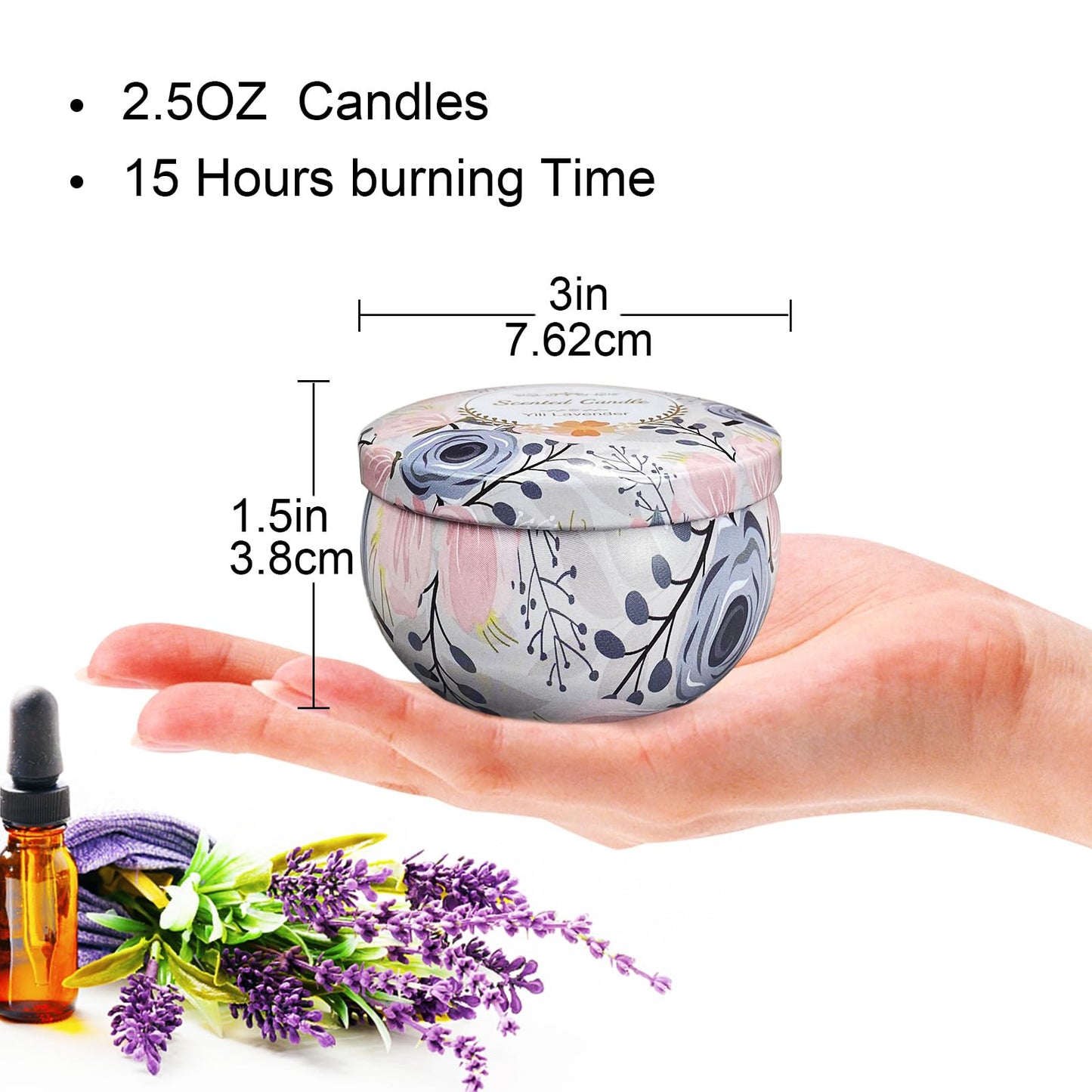 Scented Candles Gifts Set 36 Pack Soy Wax Travel Tin Jar Candles for Home 2.5 OZ for Mom for Christmas, Home Scented Decoration Birthday, Thanksgiving, Mother's Day, Floral Pattern