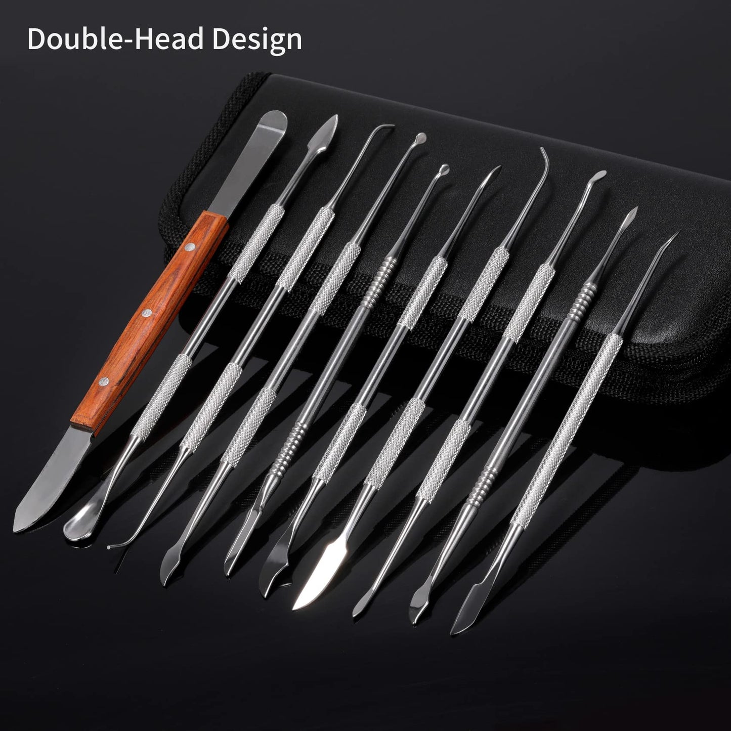 10 PCS Wax Carving Tools Dental Waxing Instruments with Case, Stainless Steel Wax Carvers Set - Metal Clay Sculpting Pottery Sculpture Tools - Double Ended DIY Waxing Modeling Kits