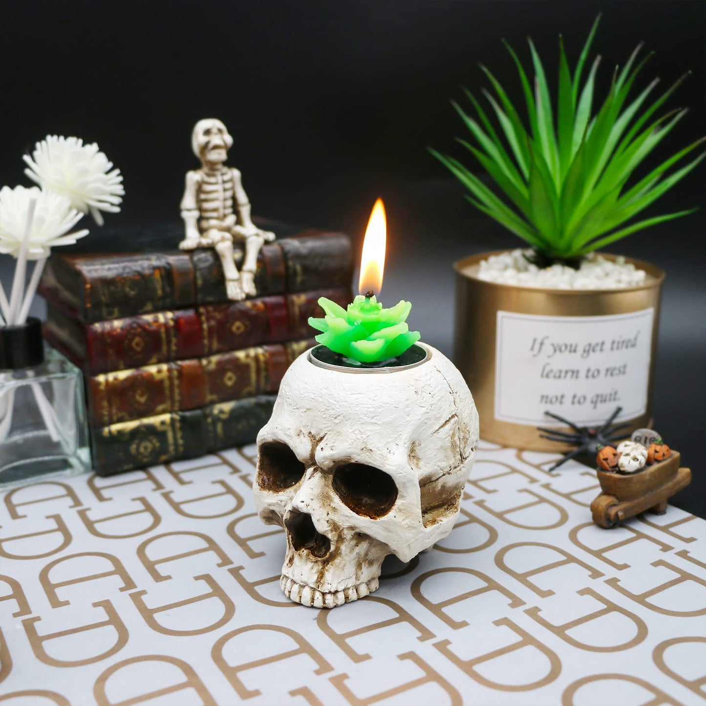 Skull Candle Holder - Gothic Shed Tears Human Skull Tealight Candle Holder Novelty Skull Bone Candlestick Halloween Home Bar Party Tabletop Decor