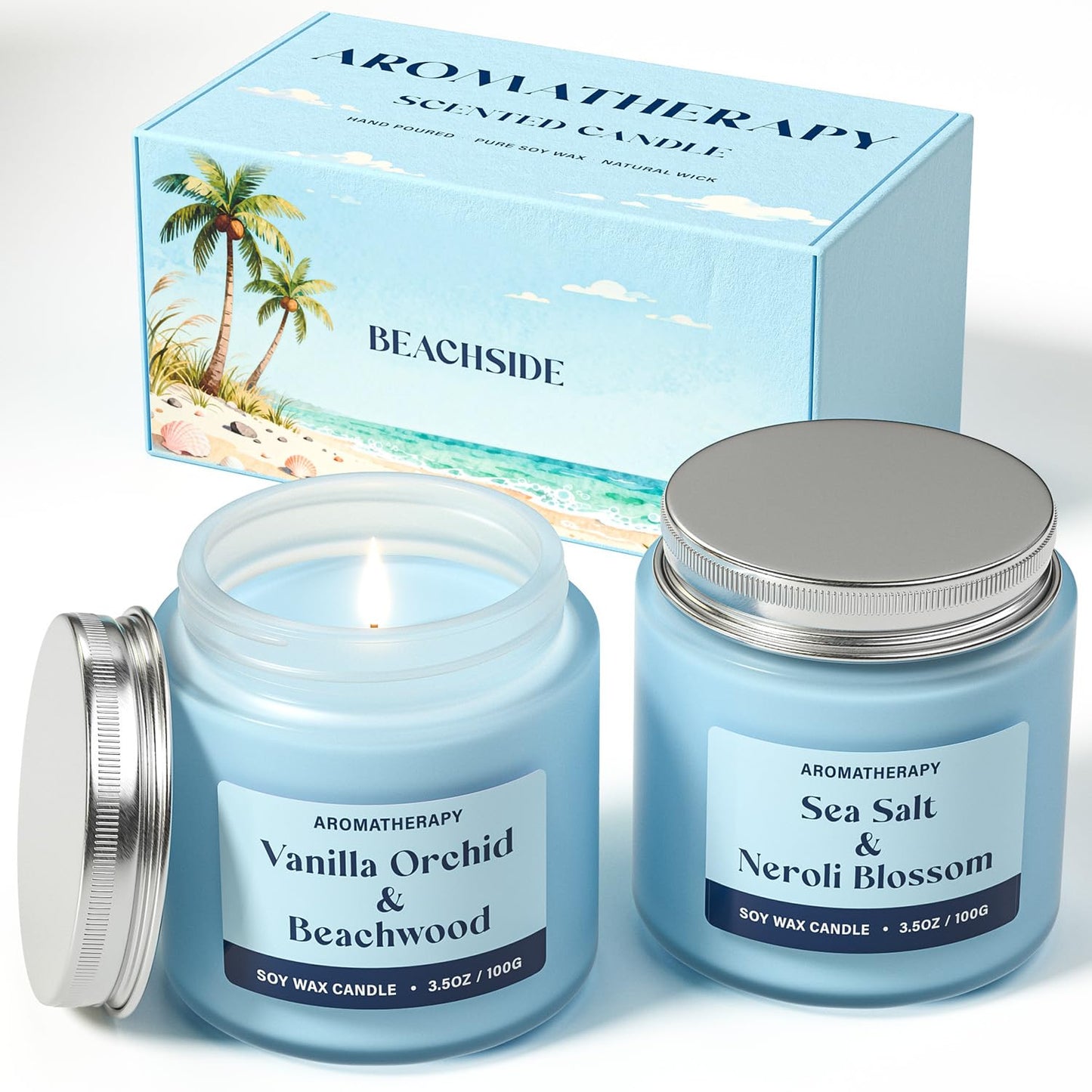 Waxcanpy Summer Scented Candles Gifts for Women, Soy Candle Gift Set, 2 Pack Fresh Summer Aromatherapy Candles for Relaxing & Home Decor