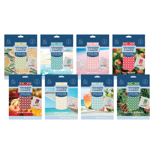 Yankee Candle Whole Home Air Feshener Variety Pack (Macintosh, Pink Sands, Catching Rays, Sun and Sand, Apple Pumpkin, Balsam Cedar, Sage Citrus, & Bahama Breeze) (1ea / Pack of 8)