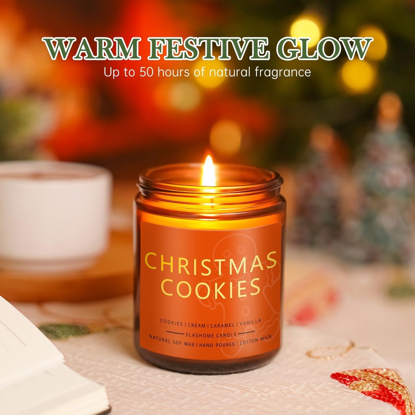 Christmas & Winter Candle Gift Set, 6 Pack 7oz Soy Scented Candles for Home, Holiday & Birthday Gift for Women & Men, Balsam Cedar, Christmas Cookies & Spices, Apple Cider, Hot Cocoa & Hello Winter