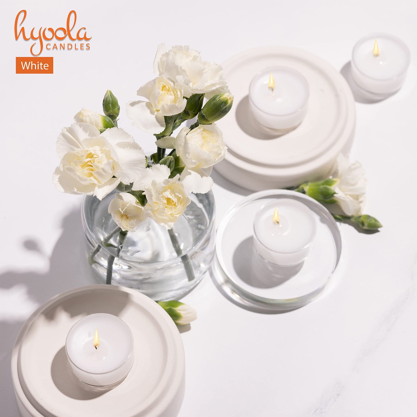 HYOOLA Scented Tealight Candles - Clear Cup - White Tealight Candles Scented - 6 Hour Burn Time - 15 Pack - European Made