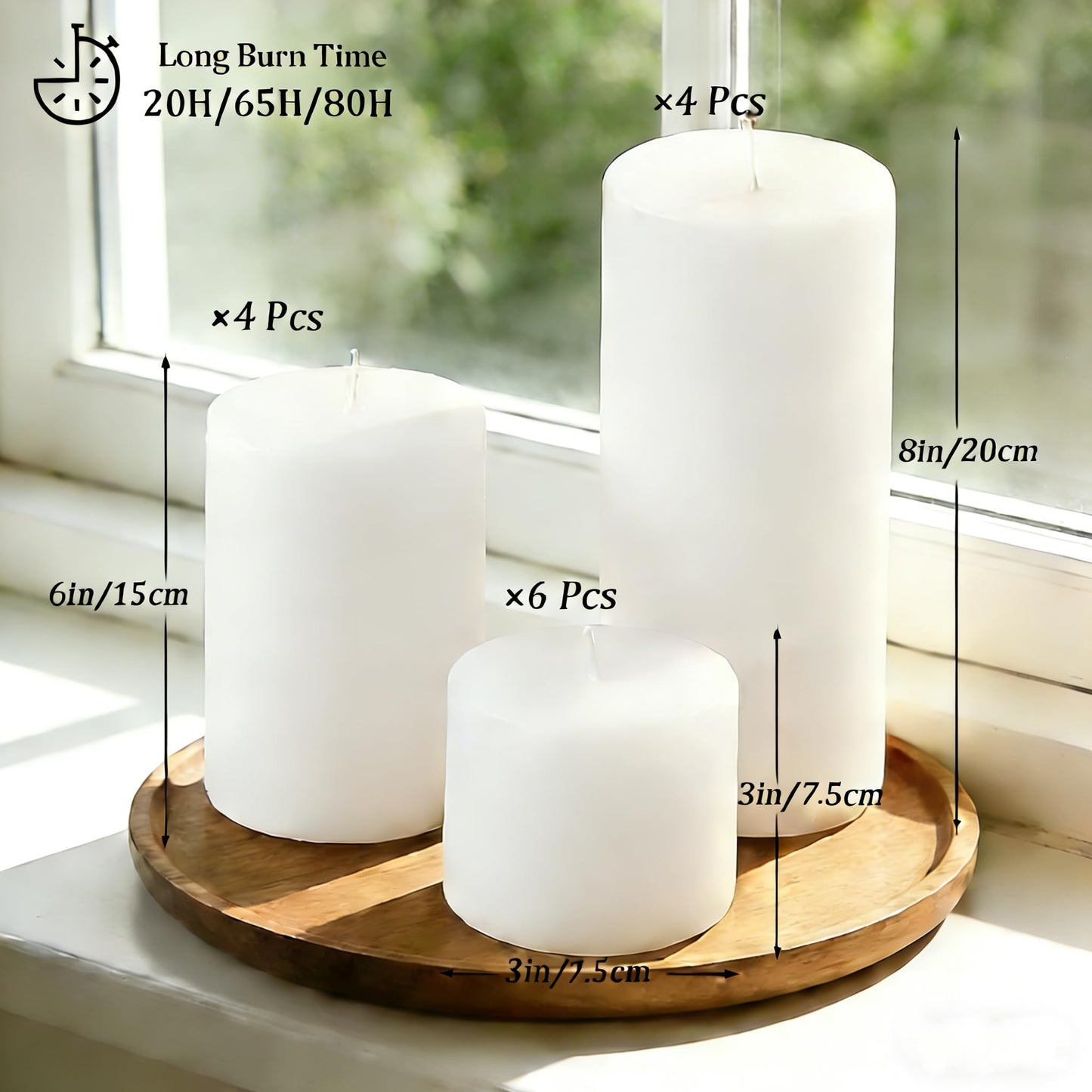 Trxvxo 12 Pcs White Pillar Candles Bulk Set, 3 Different Lengths 3 x 3/6/8 Inch (4 Each), Dripless Unscented Smokeless,Hurricane Candles,Gives You a Better Atmosphere When Organizing an Event Party.