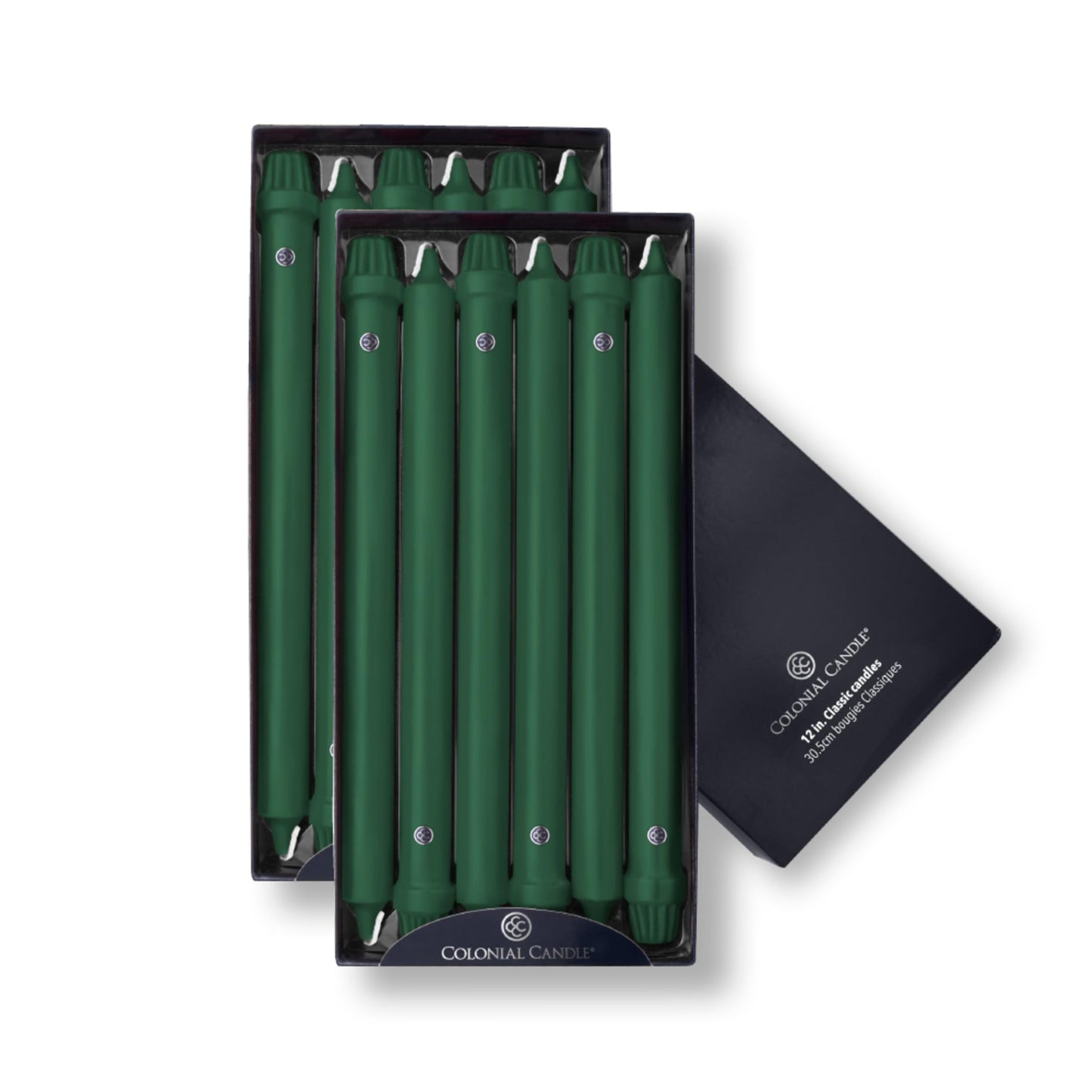 Colonial Candle Unscented Taper Candle, Classic Collection, Evergreen, 12 in, Pack of 12 - Up to 10 Hours Burn
