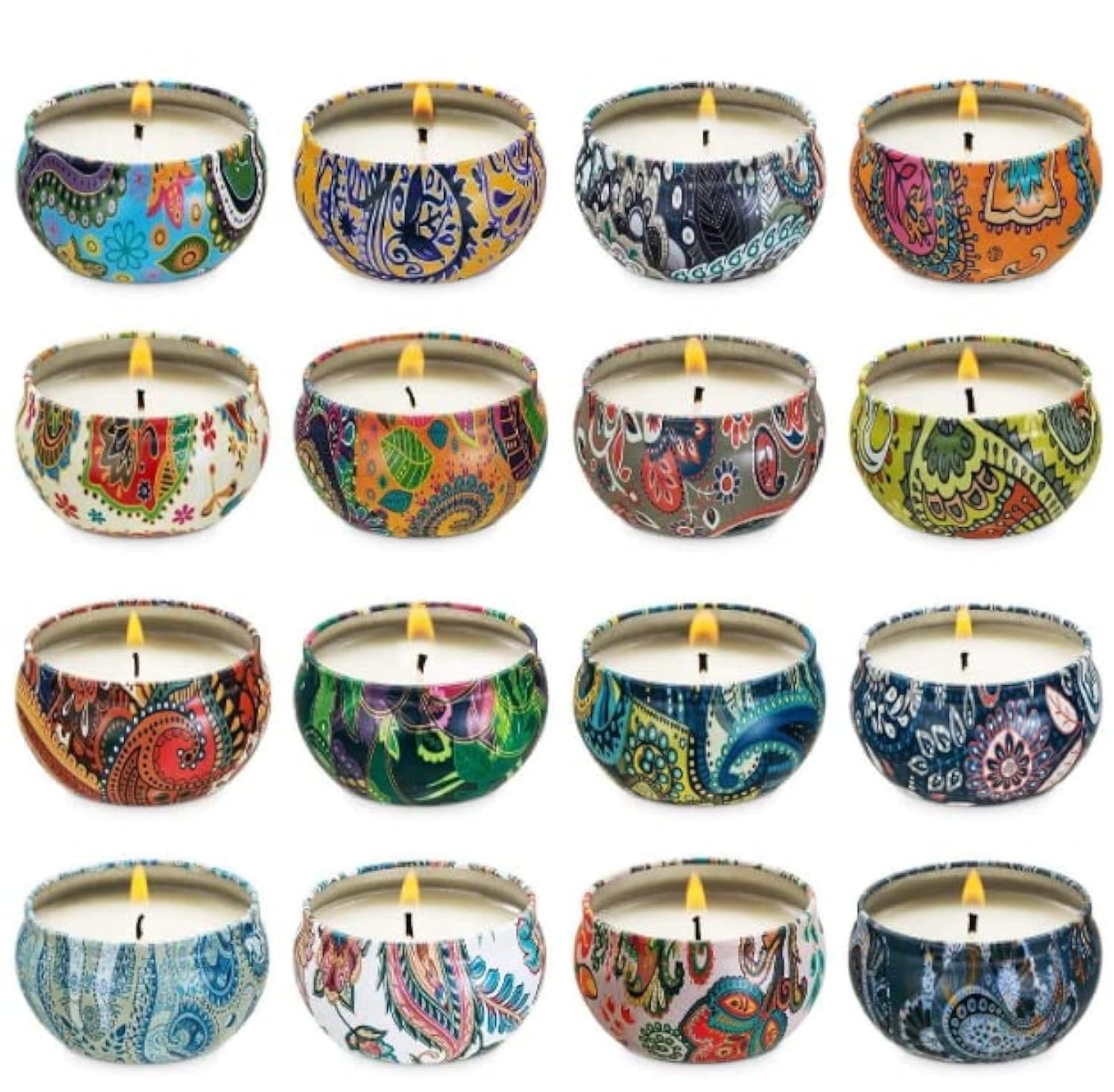Wfmolcand 16 Scented Candles Gift,Natural Soy Wax Aromatherapy Candles,Small Portable Tin Candles Set for Mom,Women,Teachers, Colleagues and Friends,2.5 OZ.