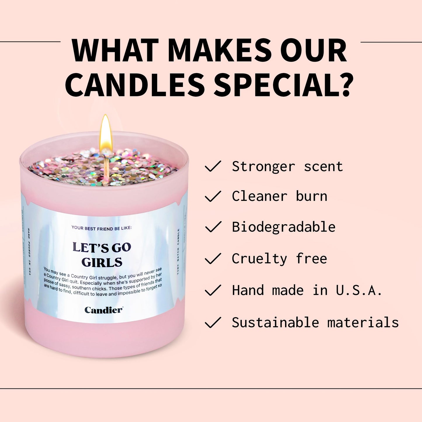 Let’s Go Girls Candle, Scented Phthalate-Free Soy Candles with 60+ Hours Burn Time, Vegan Cruelty-Free Pink Candle for Any Occasion, Candles for Women - Candier