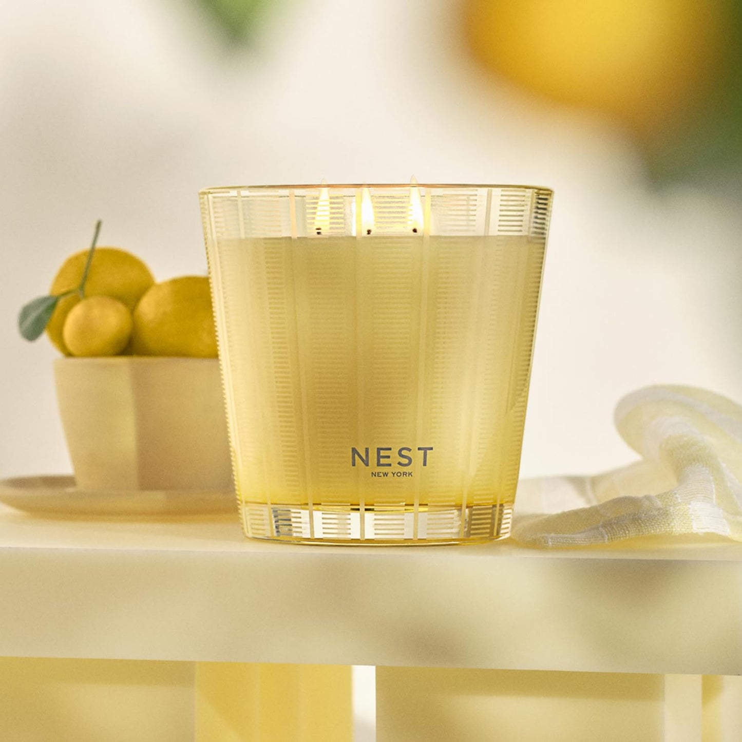 NEST New York Scented 3-Wick Candle, Sunlit Yuzu & Neroli - 21.2 oz - Up to 100-Hour Burn Time - Reusable Glass Vessel