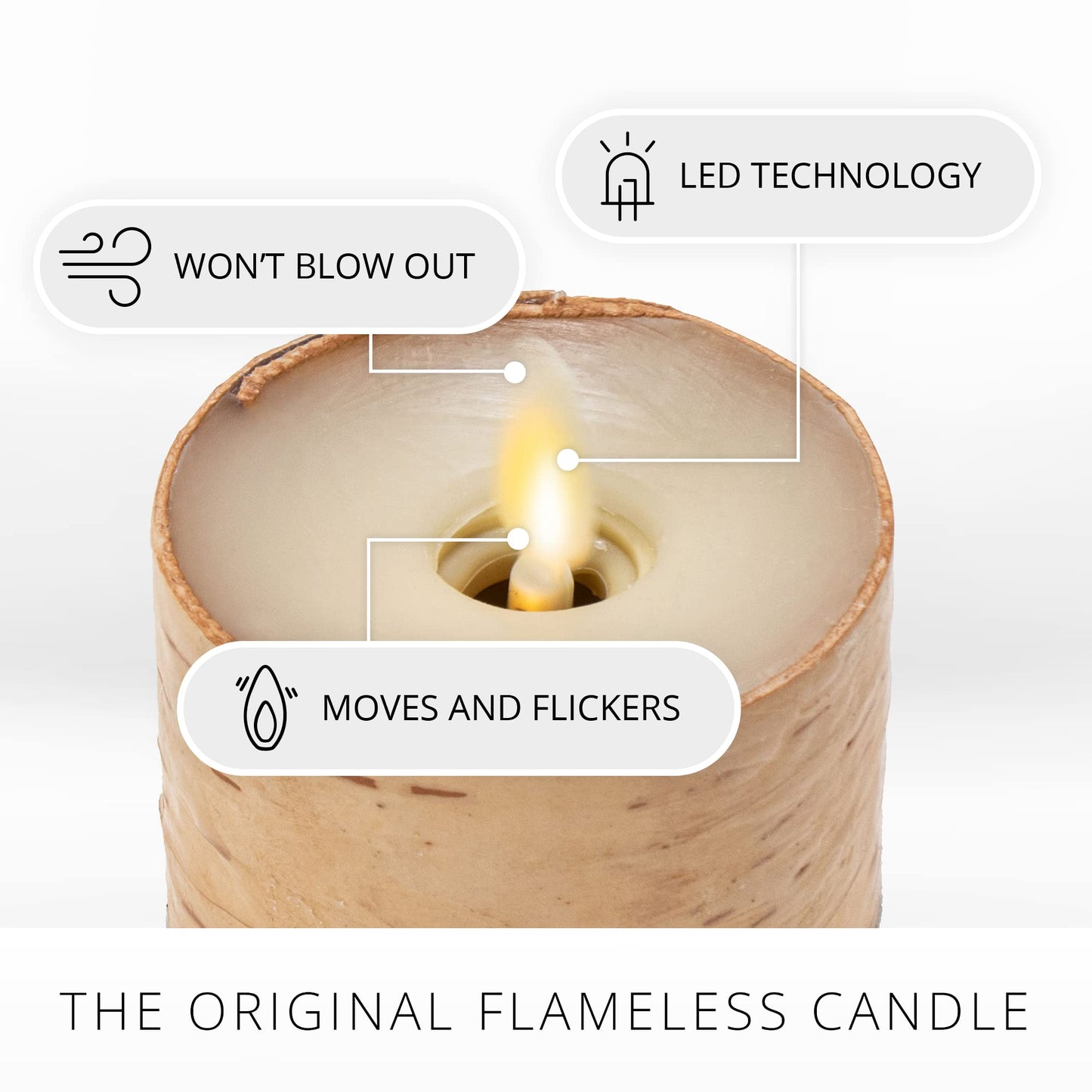 Luminara Flameless LED Tea Light Candle, 1.4" x 2", Pack of 2, Birch, Pearl Ivory, Real Flame, Battery Operated w/Remote Timer Function, Paraffin Wax