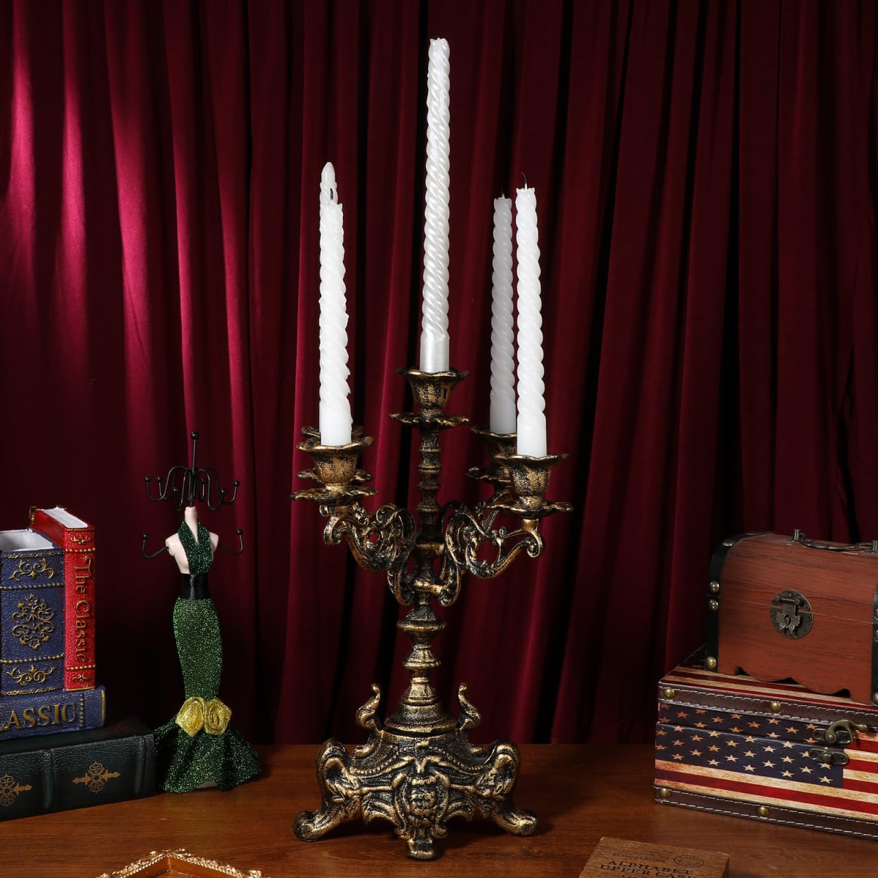Abaodam Retro Candleholder European Style Candle Stand, 12.79Inch Metal Table Candlestick for Home Decoration Wedding Banquet Hotel Use, Centerpieces for Tables
