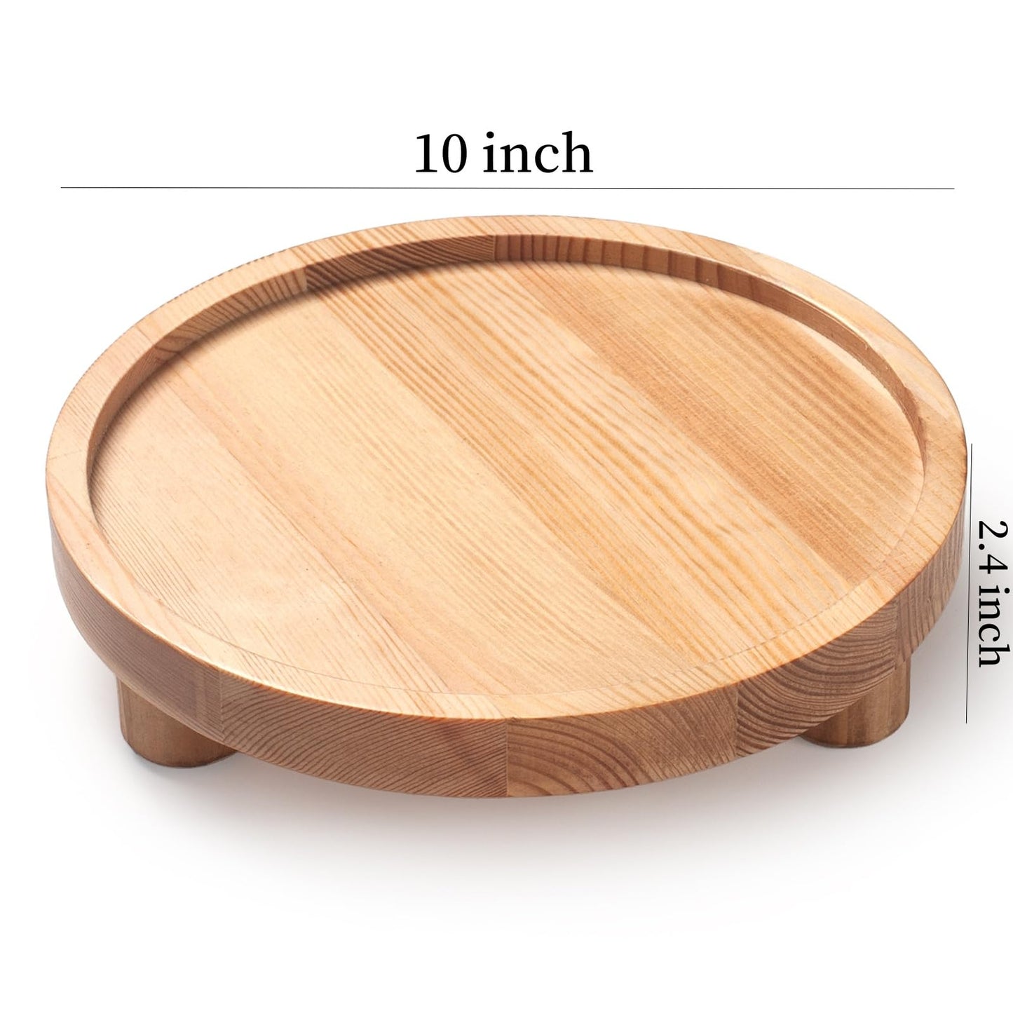 DEAMACE 2 Pcs Wood Riser for Display, Round Wooden Tray Decor, Farmhouse Pedestal Stand, Decorative Riser Tray for Kitchen or Bathroom Counter, Natural