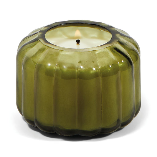 Paddywax Scented Candles Vintage Style Ripple Collection Hand Blown Glass Luxury Artisan Candle, 128g, Green - Secret Garden