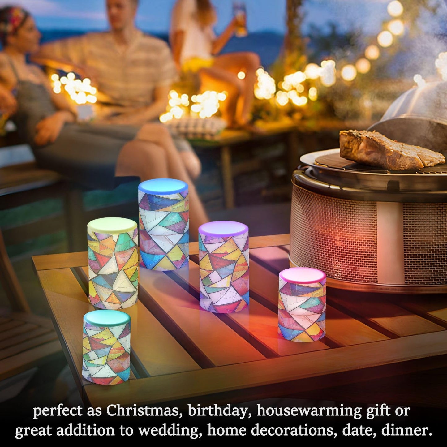 GUIJI Square Split Flameless Candles with Remote, Set of 2 Battery-Operated Pillar Candles for Home, Christmas, Party Decor