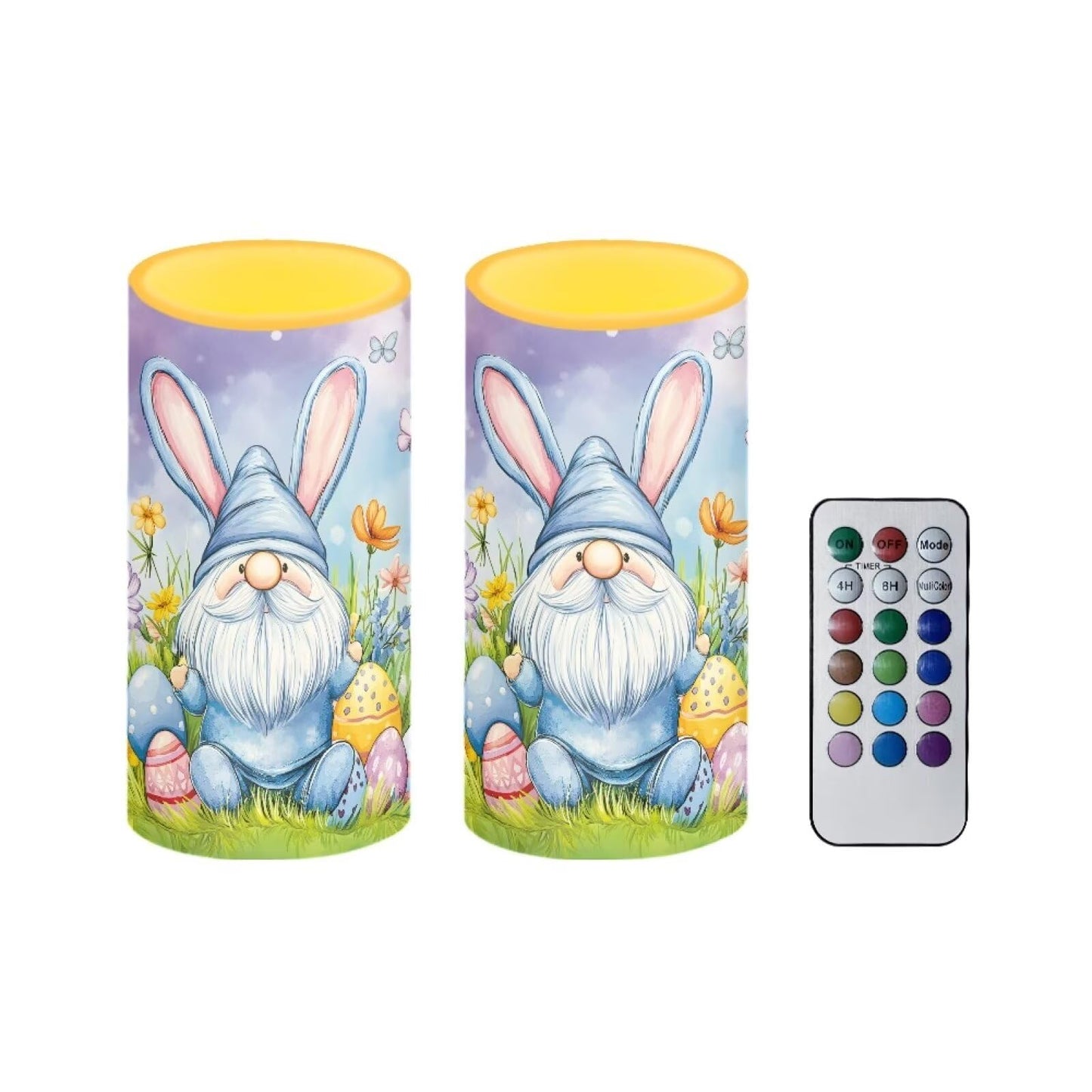 Luarisgur Flameless Candles LED Easter Gomes Stars Decorative Candles Battery Operated Ornage Flickering Candles with 18-Key Remote Timer Pillar for Home Living Room Party Table Decorations