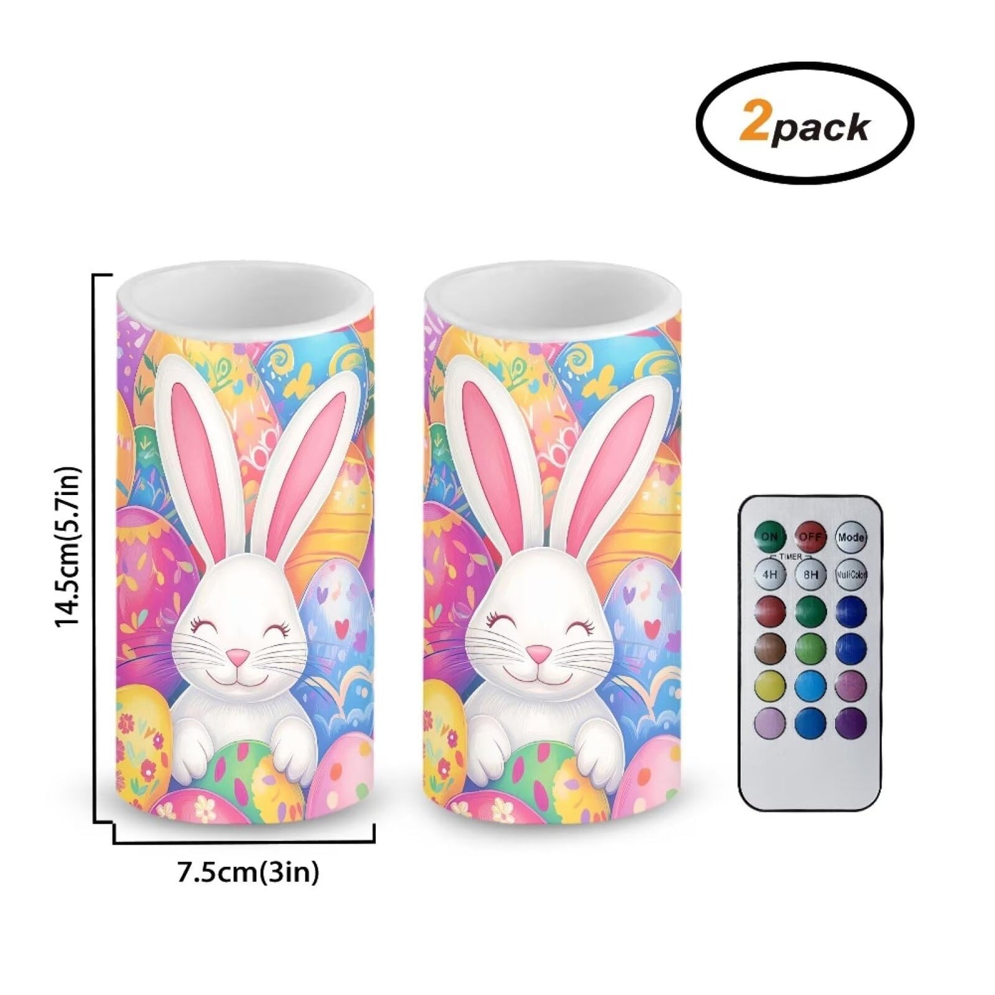Luarisgur Easter Decorations Indoor Candles Rabbit Eggs Flameless Candles with Remote and Timer 2 Pack Battery Operated Easter Themed LED Candles for Festival Gift Home Room Decor