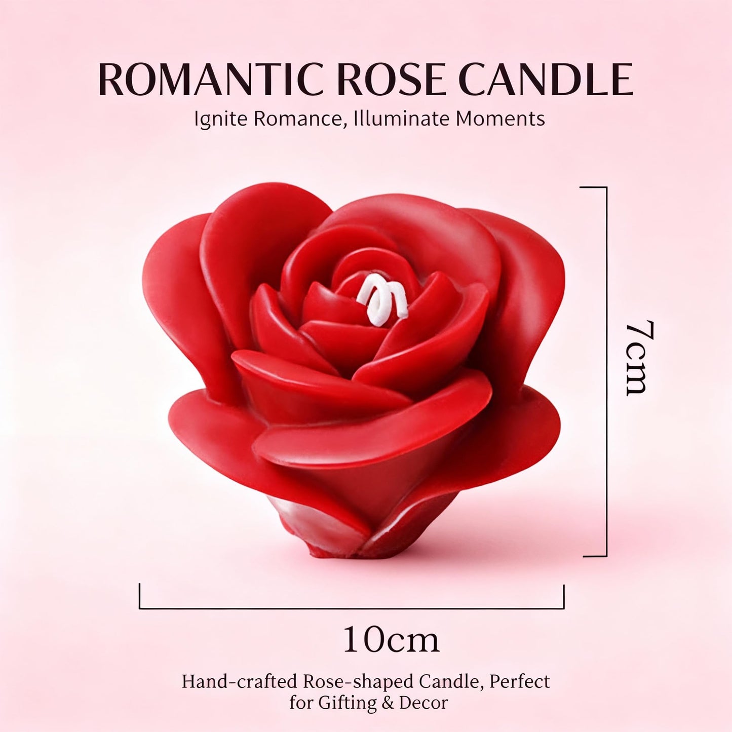 Red Rose Shaped Scented Candle,Natural Rose Fragrance in Elegant Flower Design,Soy Wax Smokeless Decorative Candle for Valentine's Day,Romantic Gifts & Wedding Home Decor