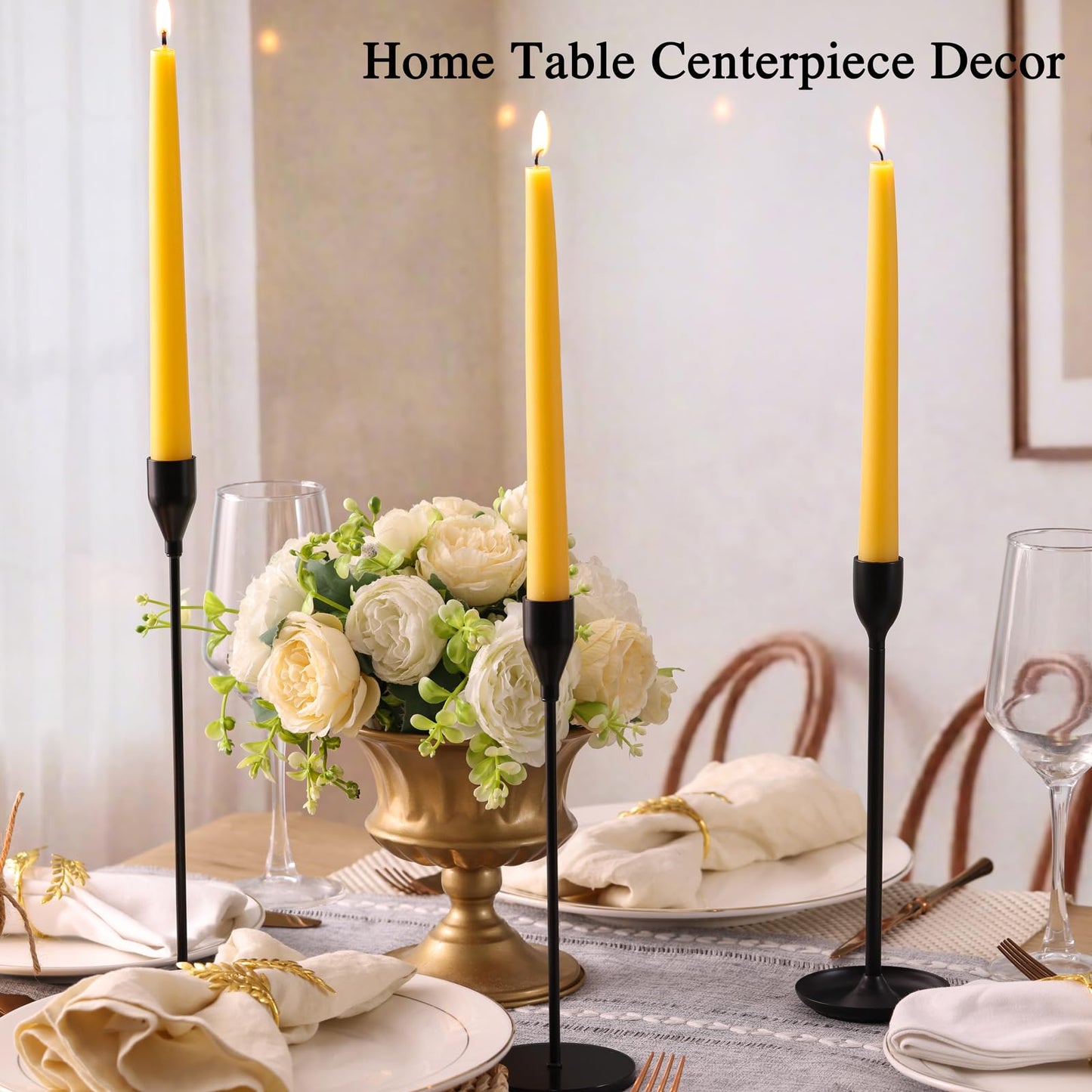 8 Pack Pure Beeswax Taper Candles, 10 Inch Beeswax Tall Candles 10Hours Long Burn - Smokeless & Dripless Candlesticks for Light, Dinner, Table Centerpieces, Home Decor