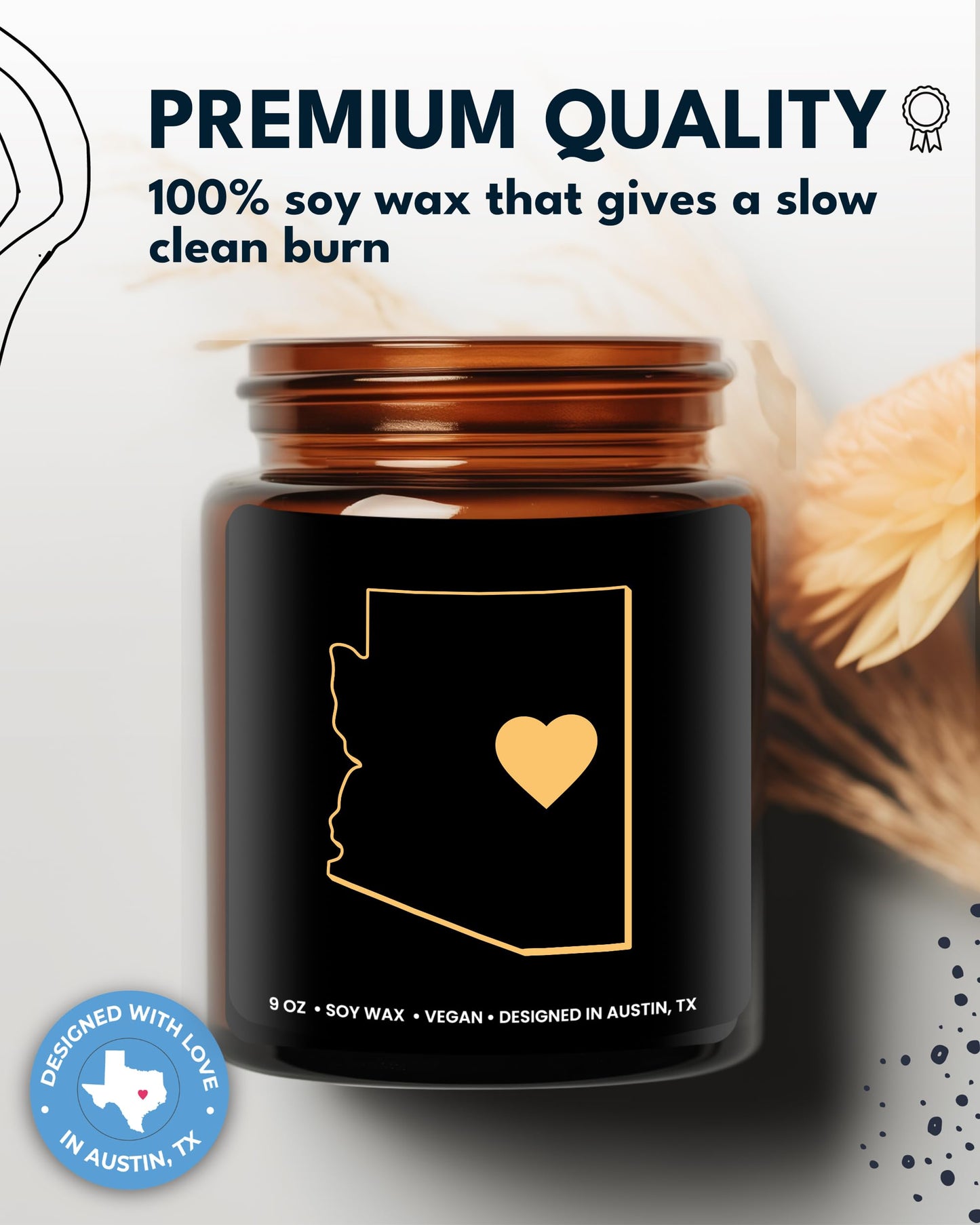 Arizona Candle, Unique Arizona Themed Gifts for Men and Women, Best State Souvenir Gifts for Moving Away, Thoughtful Home Sick Presents, Ideal for Birthday, Christmas, Graduation, Gift Ready