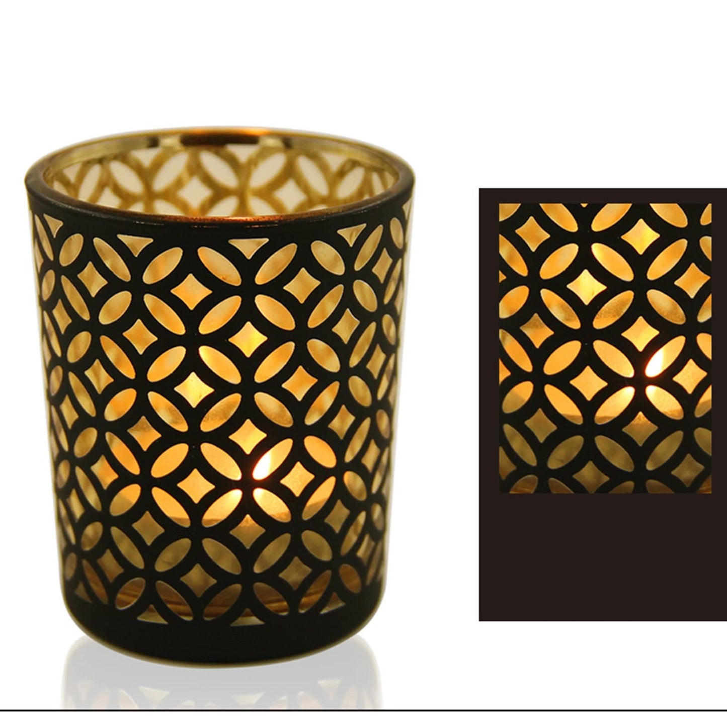Candlestick Holders 4PCS Candle Holder Gold Cup Candlestick Column with Geometric Patterns Desktop Tealight Holder for Table Christmas Party Decoration Candle Holders