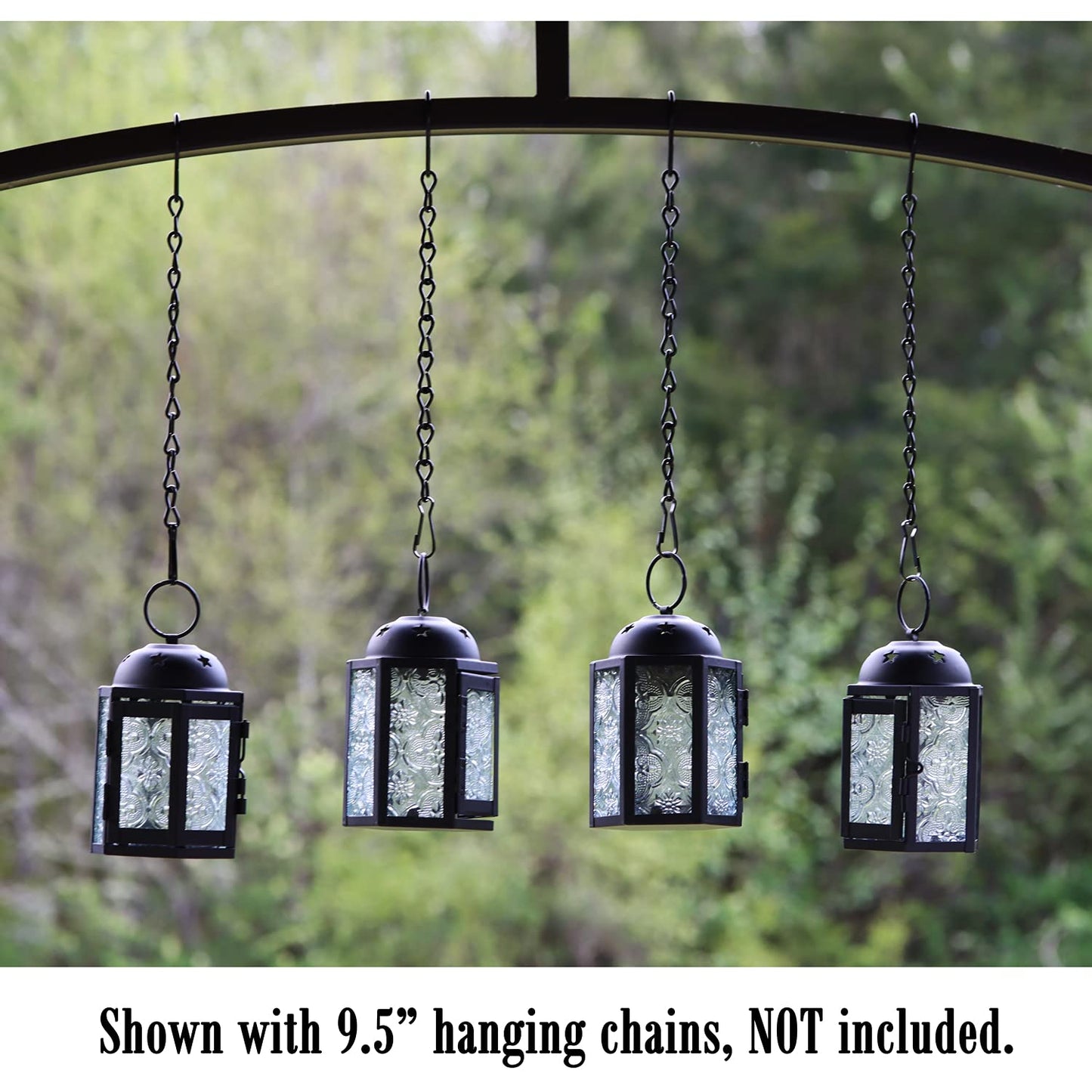 VELA LANTERNS Mini Moroccan Tea Light Candle Holder Lanterns – 4.25" Small Decorative Lantern for Table or Hanging, Metal with Glass Panels – Ramadan, Wedding, Home Decor, Frosted Clear (Set of 4)