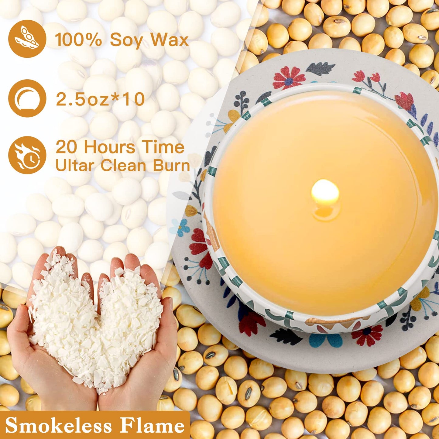 Scented Candles Gift Set, 10 Pack Candles for Home Scented, 250 Hour Long Lasting Soy Candle with Two Coasters, Gifts for Women, Aromatherapy Candle for Stress Relief, Relaxation, Bath, Yoga