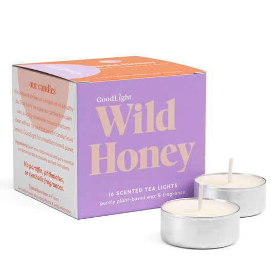 GoodLight Scented Vegan and Paraffin-Free Tea Light Candles (16 Count, Wild Honey)