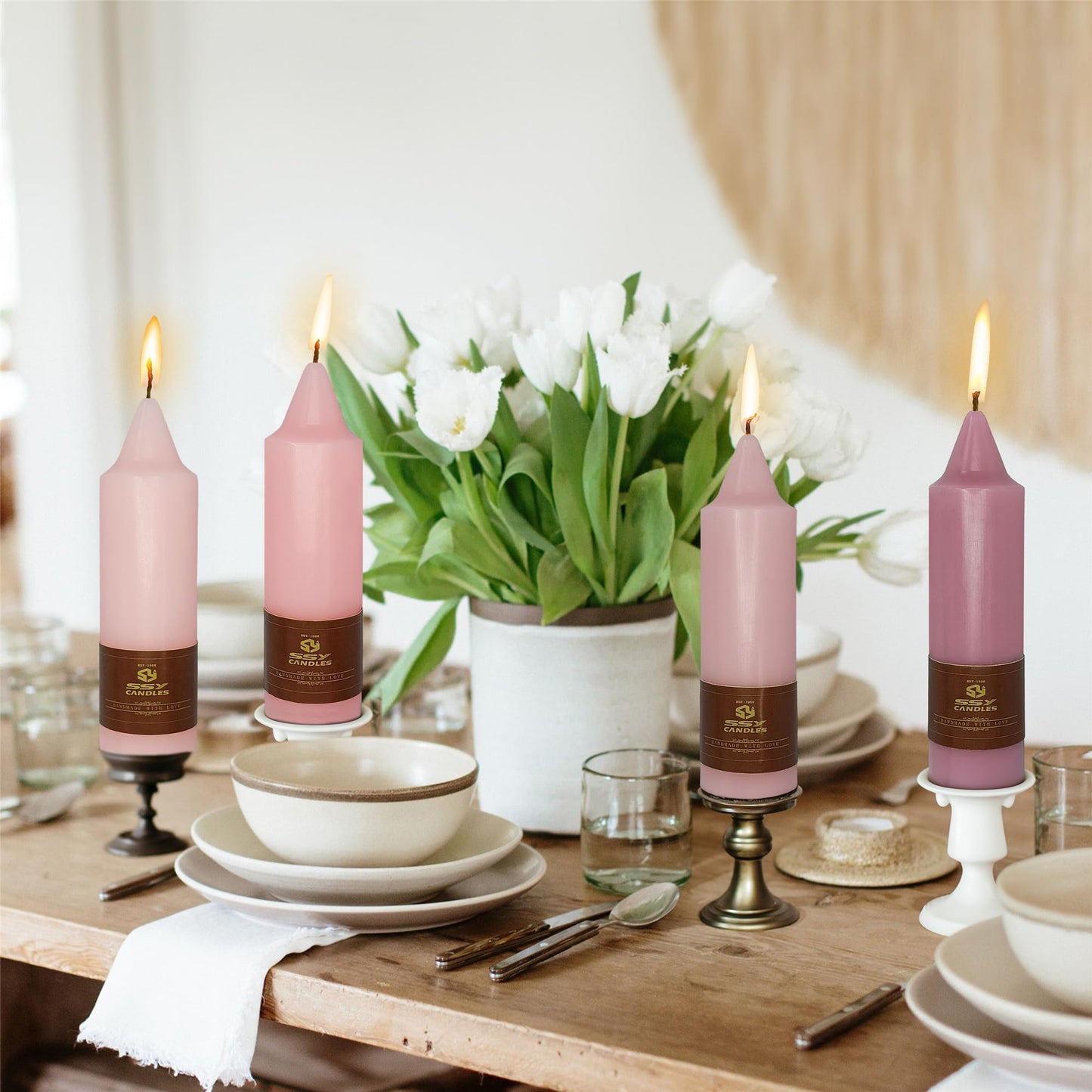 Gedengni 8pcs Colorful Dripless Spiral Candle Green Taper Candlesticks,5inches Pink Tapered Candles Purple Candle Sticks Colorful Twisted Candles for Wedding Home Party Women Gift