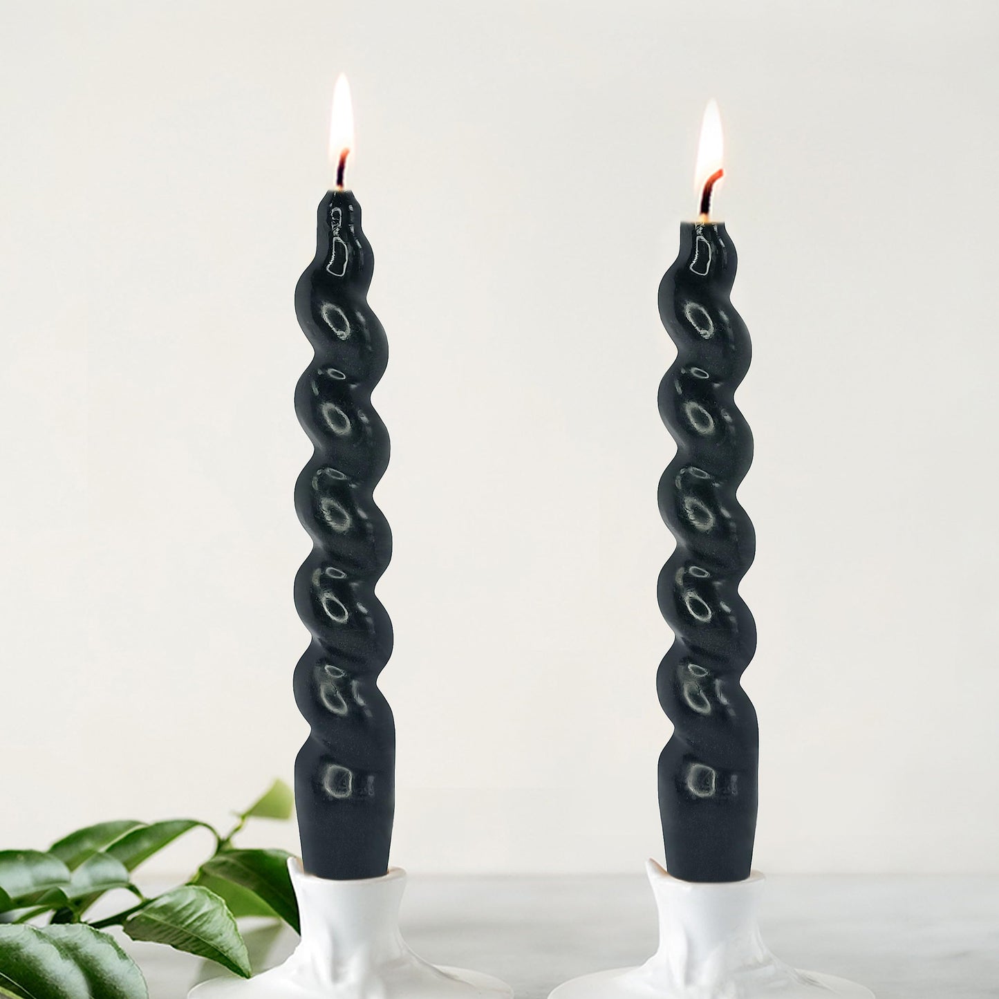 Halloween Candles Unscented Taper Candle - Black Candle Sticks 7.5 inch Handmade Spiral Twisted Candles 4 PCS for Home Decor, Relaxation & All Occasions