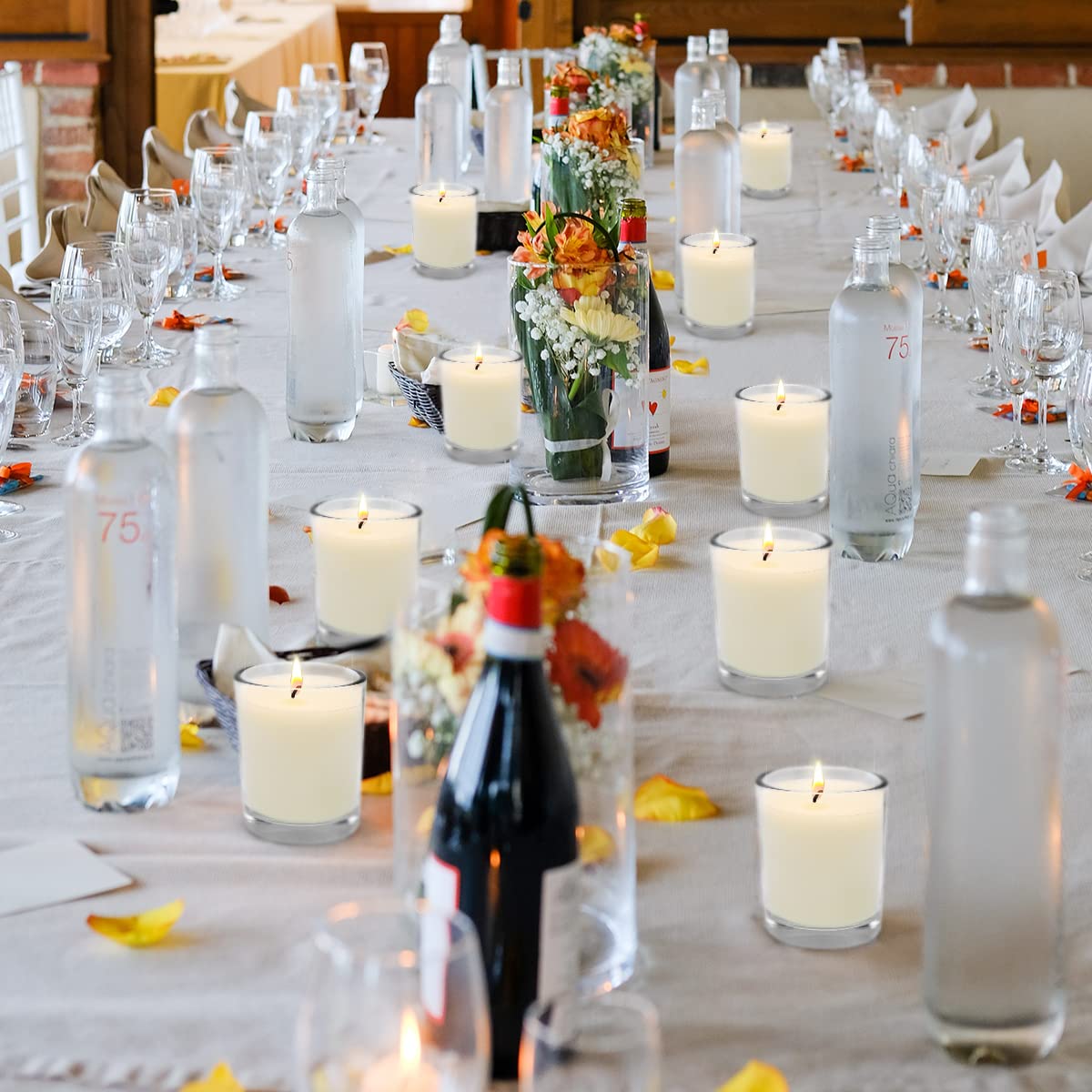 Haoson Unscented White Votive Candles in Glass 20 Packs Small Soy Wax Votives for Wedding Party Dinner Table