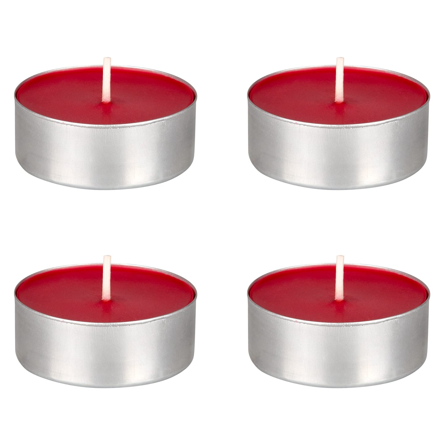 Mega Candles 4 pcs Unscented Oversize Red Tea Lights Candles, Pressed Wax Candle 12 Hour Burn Time, Home Décor, Wedding Receptions, Occasions, Events, Meditations, Tranquility, Spa