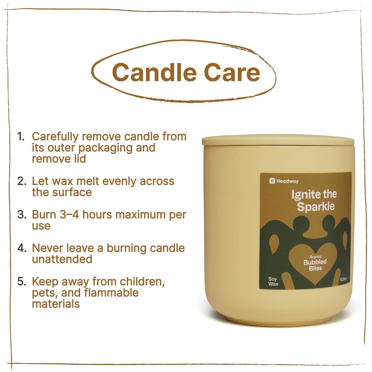 Headway Yellow Jar Scented Candle - Champagne Fragrance - 100% Soy Wax Scented Candles for Home, Valentines Day - Couples Gifts - Long-Burning Aromatherapy