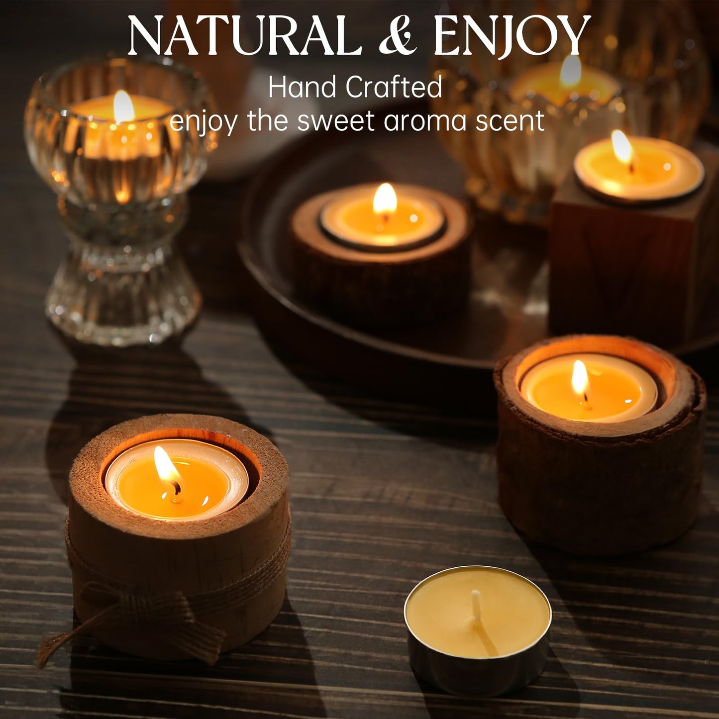 48 Packs Beeswax Tealight Candles, Natural Beeswax Tea Light Candles in Aluminum Cup, 4 Hours Burn Time, Organic Tea Candle for Home Decor, Air Purification, Emergency