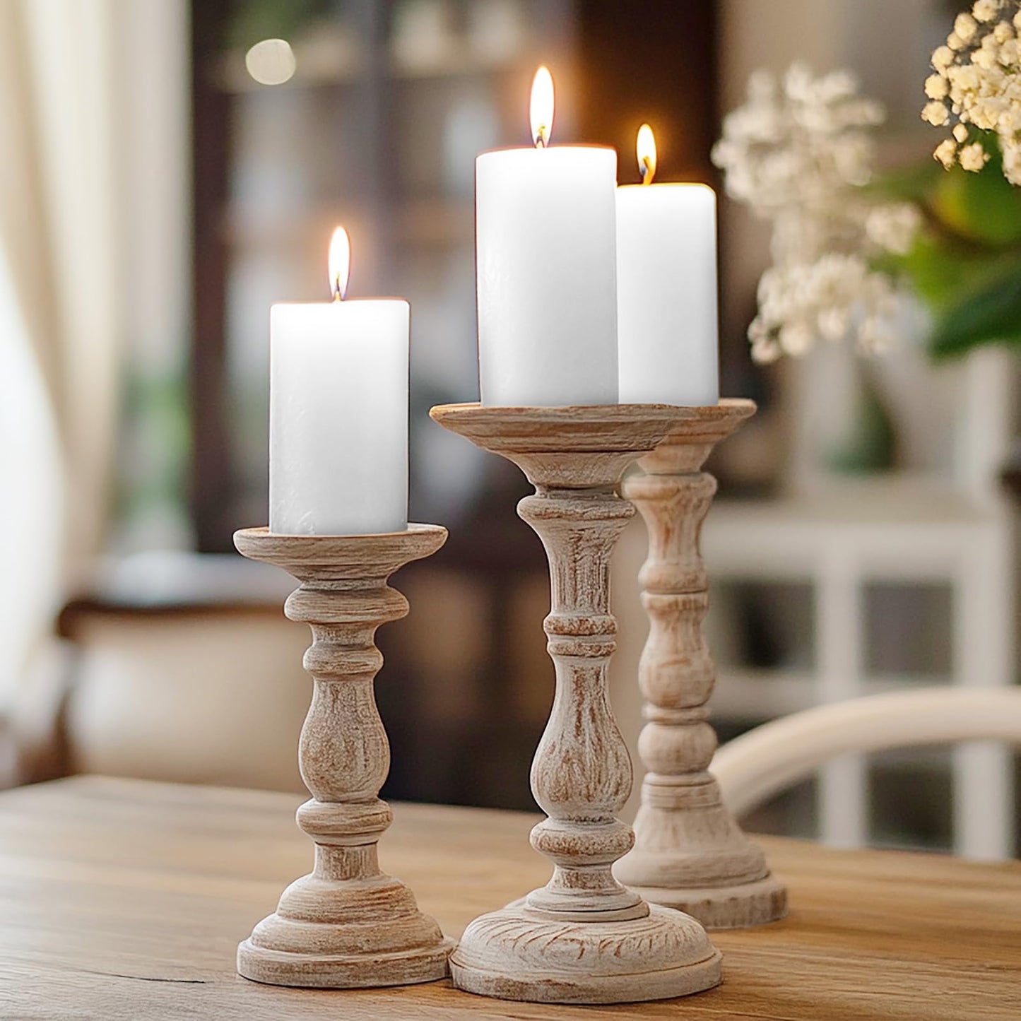Pillar Candles - 2.75x3.25 inch | 40 Hours Burning, 6 Count - White Unscented Smokeless Premium Chinese Pillar Candles - Perfect for Wedding, Parties, Spas, Home Gatherings and Dinner